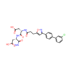 NC(=O)[C@H](CC(=O)O)NC(=O)[C@H](CC(=O)O)NC(=O)CCc1cc(-c2ccc(-c3cccc(Cl)c3)cc2)no1 ZINC000169701540