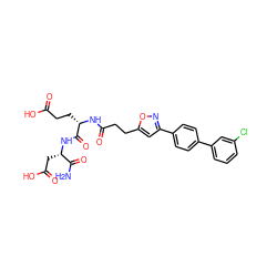 NC(=O)[C@H](CC(=O)O)NC(=O)[C@H](CCC(=O)O)NC(=O)CCc1cc(-c2ccc(-c3cccc(Cl)c3)cc2)no1 ZINC000169701538