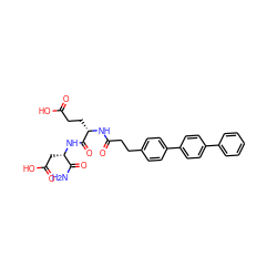 NC(=O)[C@H](CC(=O)O)NC(=O)[C@H](CCC(=O)O)NC(=O)CCc1ccc(-c2ccc(-c3ccccc3)cc2)cc1 ZINC000144444836