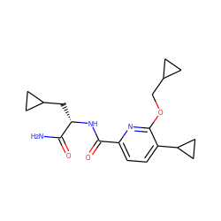 NC(=O)[C@H](CC1CC1)NC(=O)c1ccc(C2CC2)c(OCC2CC2)n1 ZINC000207731052