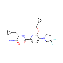 NC(=O)[C@H](CC1CC1)NC(=O)c1ccc(N2CCC(F)(F)C2)c(OCC2CC2)n1 ZINC000207731567