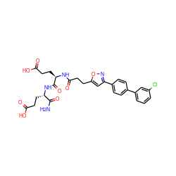 NC(=O)[C@H](CCC(=O)O)NC(=O)[C@@H](CCC(=O)O)NC(=O)CCc1cc(-c2ccc(-c3cccc(Cl)c3)cc2)no1 ZINC000169701536