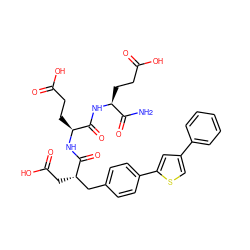 NC(=O)[C@H](CCC(=O)O)NC(=O)[C@H](CCC(=O)O)NC(=O)[C@@H](CC(=O)O)Cc1ccc(-c2cc(-c3ccccc3)cs2)cc1 ZINC000144292655