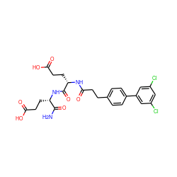 NC(=O)[C@H](CCC(=O)O)NC(=O)[C@H](CCC(=O)O)NC(=O)CCc1ccc(-c2cc(Cl)cc(Cl)c2)cc1 ZINC000169701568