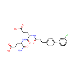 NC(=O)[C@H](CCC(=O)O)NC(=O)[C@H](CCC(=O)O)NC(=O)CCc1ccc(-c2cccc(Cl)c2)cc1 ZINC000144254981