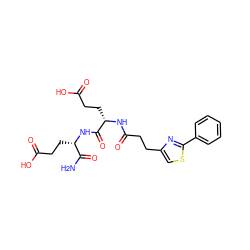 NC(=O)[C@H](CCC(=O)O)NC(=O)[C@H](CCC(=O)O)NC(=O)CCc1csc(-c2ccccc2)n1 ZINC000169701556