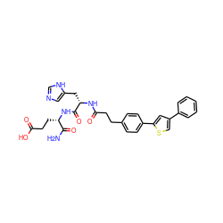 NC(=O)[C@H](CCC(=O)O)NC(=O)[C@H](Cc1cnc[nH]1)NC(=O)CCc1ccc(-c2cc(-c3ccccc3)cs2)cc1 ZINC000144360390