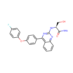 NC(=O)[C@H](CO)Nc1nc(-c2ccc(Oc3ccc(F)cc3)cc2)c2ccccc2n1 ZINC000115759973