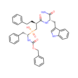 NC(=O)[C@H](Cc1c[nH]c2ccccc12)NC(=O)[C@H](CCc1ccccc1)C[P@](=O)(O)[C@@H](Cc1ccccc1)NC(=O)OCc1ccccc1 ZINC000026579081