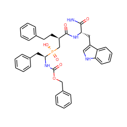 NC(=O)[C@H](Cc1c[nH]c2ccccc12)NC(=O)[C@H](CCc1ccccc1)C[P@](=O)(O)[C@H](Cc1ccccc1)NC(=O)OCc1ccccc1 ZINC000095578870