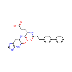 NC(=O)[C@H](Cc1c[nH]cn1)NC(=O)[C@H](CCC(=O)O)NC(=O)CCc1ccc(-c2ccccc2)cc1 ZINC000144312651