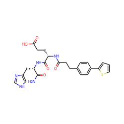 NC(=O)[C@H](Cc1c[nH]cn1)NC(=O)[C@H](CCC(=O)O)NC(=O)CCc1ccc(-c2cccs2)cc1 ZINC000144462260