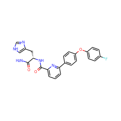NC(=O)[C@H](Cc1c[nH]cn1)NC(=O)c1cccc(-c2ccc(Oc3ccc(F)cc3)cc2)n1 ZINC000113666717
