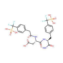 NC(=O)[C@H](Cc1ccc(C(F)(F)P(=O)(O)O)cc1)NC(=O)[C@H](CC(=O)O)NC(=O)Cc1ccc(C(F)(F)P(=O)(O)O)cc1 ZINC000027084621