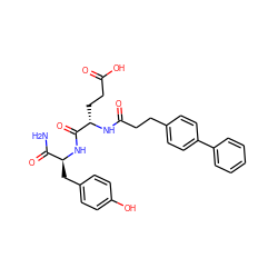 NC(=O)[C@H](Cc1ccc(O)cc1)NC(=O)[C@H](CCC(=O)O)NC(=O)CCc1ccc(-c2ccccc2)cc1 ZINC000144372405