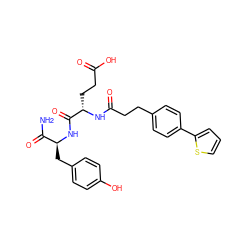 NC(=O)[C@H](Cc1ccc(O)cc1)NC(=O)[C@H](CCC(=O)O)NC(=O)CCc1ccc(-c2cccs2)cc1 ZINC000144381293