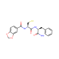 NC(=O)[C@H](Cc1ccccc1)NC(=O)[C@H](CS)NC(=O)c1ccc2c(c1)OCO2 ZINC000029554121