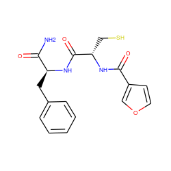 NC(=O)[C@H](Cc1ccccc1)NC(=O)[C@H](CS)NC(=O)c1ccoc1 ZINC000029558814