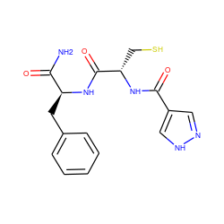 NC(=O)[C@H](Cc1ccccc1)NC(=O)[C@H](CS)NC(=O)c1cn[nH]c1 ZINC000029558915