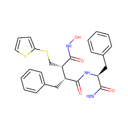 NC(=O)[C@H](Cc1ccccc1)NC(=O)[C@H](Cc1ccccc1)[C@H](CSc1cccs1)C(=O)NO ZINC000003821407