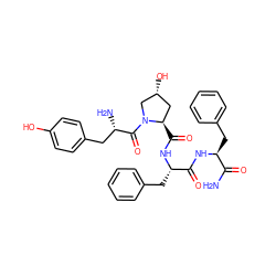 NC(=O)[C@H](Cc1ccccc1)NC(=O)[C@H](Cc1ccccc1)NC(=O)[C@@H]1C[C@@H](O)CN1C(=O)[C@@H](N)Cc1ccc(O)cc1 ZINC000095579154