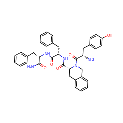 NC(=O)[C@H](Cc1ccccc1)NC(=O)[C@H](Cc1ccccc1)NC(=O)[C@H]1Cc2ccccc2CN1C(=O)[C@@H](N)Cc1ccc(O)cc1 ZINC000014285501