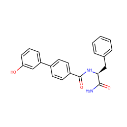 NC(=O)[C@H](Cc1ccccc1)NC(=O)c1ccc(-c2cccc(O)c2)cc1 ZINC000058574912