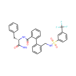 NC(=O)[C@H](Cc1ccccc1)NC(=O)c1ccccc1-c1ccccc1CNS(=O)(=O)c1cccc(C(F)(F)F)c1 ZINC000027552173