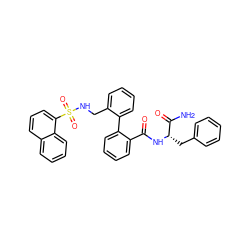 NC(=O)[C@H](Cc1ccccc1)NC(=O)c1ccccc1-c1ccccc1CNS(=O)(=O)c1cccc2ccccc12 ZINC000027554833