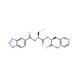 NC(=O)[C@H](Cc1cccnc1)NC(=O)[C@H](CS)NC(=O)c1ccc2[nH]nnc2c1 ZINC000029553640