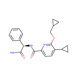 NC(=O)[C@H](NC(=O)c1ccc(C2CC2)c(OCC2CC2)n1)c1ccccc1 ZINC000150034427