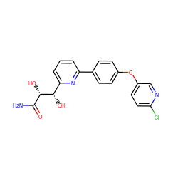 NC(=O)[C@H](O)[C@@H](O)c1cccc(-c2ccc(Oc3ccc(Cl)nc3)cc2)n1 ZINC000205452943