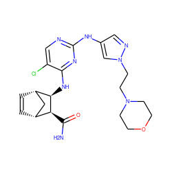 NC(=O)[C@H]1[C@@H]2C=C[C@@H](C2)[C@H]1Nc1nc(Nc2cnn(CCN3CCOCC3)c2)ncc1Cl ZINC000084690364