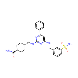 NC(=O)[C@H]1CC[C@H](CNc2nc(NCc3cccc(S(N)(=O)=O)c3)cc(-c3ccccc3)n2)CC1 ZINC000299821632