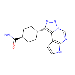 NC(=O)[C@H]1CC[C@H](c2nnn3cnc4[nH]ccc4c23)CC1 ZINC001772642253