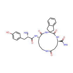 NC(=O)[C@H]1CCC(=O)NCCC[C@H](NC(=O)[C@@H](N)Cc2ccc(O)cc2)C(=O)NC2(Cc3ccccc3C2)C(=O)N1 ZINC000026839163