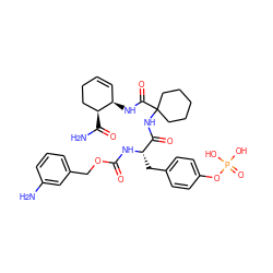 NC(=O)[C@H]1CCC=C[C@H]1NC(=O)C1(NC(=O)[C@H](Cc2ccc(OP(=O)(O)O)cc2)NC(=O)OCc2cccc(N)c2)CCCCC1 ZINC000026403548