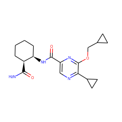 NC(=O)[C@H]1CCCC[C@H]1NC(=O)c1cnc(C2CC2)c(OCC2CC2)n1 ZINC000219204630