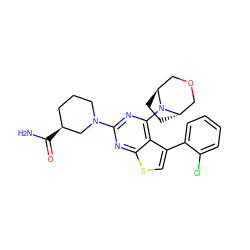 NC(=O)[C@H]1CCCN(c2nc(N3[C@H]4CC[C@H]3COC4)c3c(-c4ccccc4Cl)csc3n2)C1 ZINC000653756253