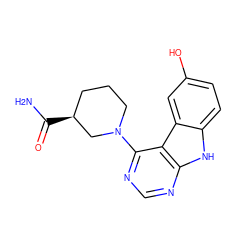 NC(=O)[C@H]1CCCN(c2ncnc3[nH]c4ccc(O)cc4c23)C1 ZINC000221383561