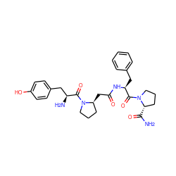 NC(=O)[C@H]1CCCN1C(=O)[C@H](Cc1ccccc1)NC(=O)C[C@H]1CCCN1C(=O)[C@@H](N)Cc1ccc(O)cc1 ZINC000064454144