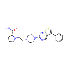 NC(=O)[C@H]1CCCN1CCN1CCN(c2ncc3c(-c4ccccc4)csc3n2)CC1 ZINC000146509668