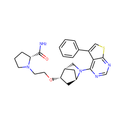 NC(=O)[C@H]1CCCN1CCO[C@H]1C[C@H]2C[C@H]1CN2c1ncnc2scc(-c3ccccc3)c12 ZINC000223010868