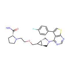 NC(=O)[C@H]1CCCN1CCOCC1[C@@H]2CN(c3ncnc4scc(-c5ccc(F)cc5)c34)C[C@@H]12 ZINC000146407332