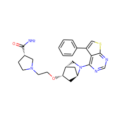 NC(=O)[C@H]1CCN(CCO[C@H]2C[C@H]3C[C@H]2CN3c2ncnc3scc(-c4ccccc4)c23)C1 ZINC000223010224