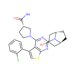 NC(=O)[C@H]1CCN(c2nc(N3[C@H]4CC[C@H]3CC(O)C4)nc3scc(-c4ccccc4Cl)c23)C1 ZINC000223009861