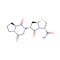 NC(=O)[C@H]1CS[C@@H]2C[C@@H](N3CC(=O)N4CCC[C@H]4C3=O)C(=O)N12 ZINC000013606452