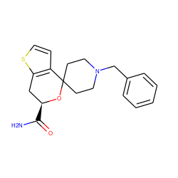 NC(=O)[C@H]1Cc2sccc2C2(CCN(Cc3ccccc3)CC2)O1 ZINC000053293852