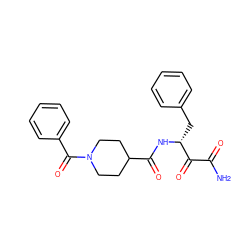 NC(=O)C(=O)[C@@H](Cc1ccccc1)NC(=O)C1CCN(C(=O)c2ccccc2)CC1 ZINC000026283862