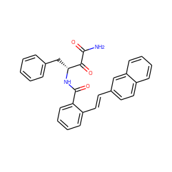 NC(=O)C(=O)[C@@H](Cc1ccccc1)NC(=O)c1ccccc1/C=C/c1ccc2ccccc2c1 ZINC000013441400